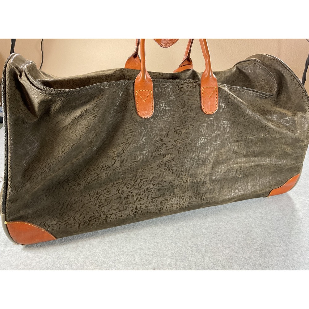 Brics Life Rolling Duffel Bag Brown Leather Trim Italy Travel Luggage